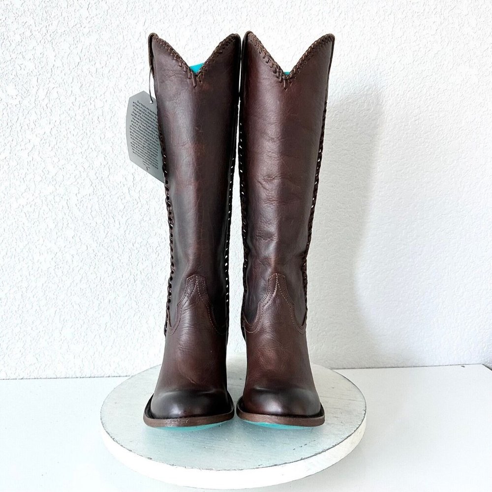 Women’s Brown Leather Heeled Boots - Picture 6 of 12